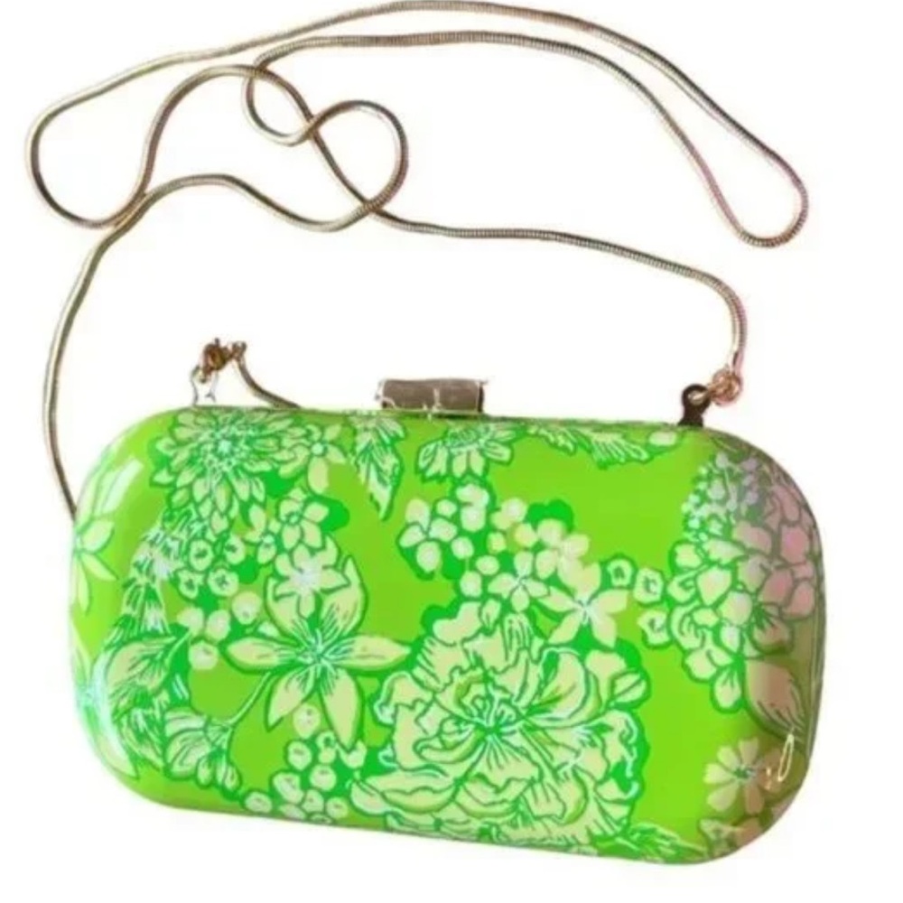 NIB Lilly Pulitzer GWP Hardshell Clutch Limeade It's A Spring Thing Purse